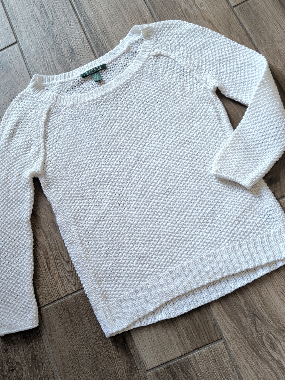 Lauren Ralph Lauren Women's Cream White Textured Knit Sweater